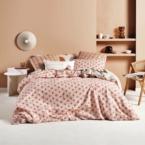 Aida Coral Quilt Cover Set by Linen House