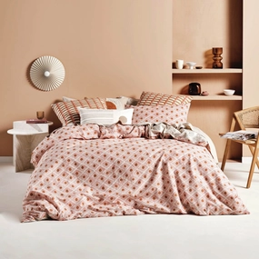 Aida Coral Quilt Cover Set by Linen House