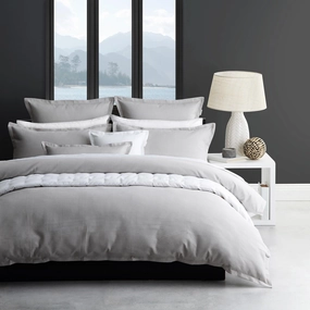 Ascot Pewter Quilt Cover Set by Logan & Mason Platinum