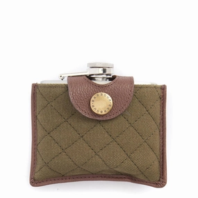 Barbour Quilted Padbury Hip Flask Dark Brown/Olive