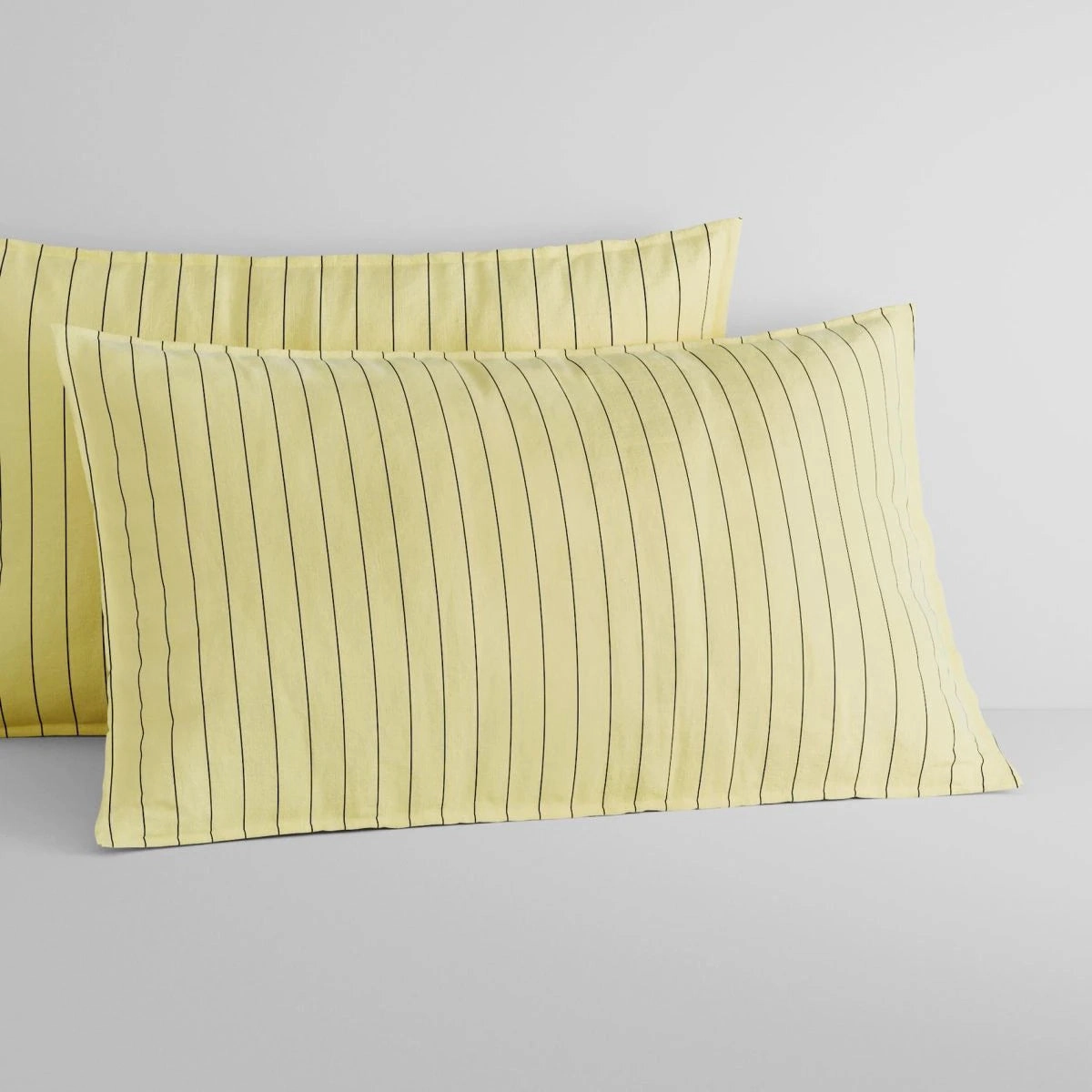 Bayley Stripe Washed Percale Quilt Cover Set LEMON by Sheridan