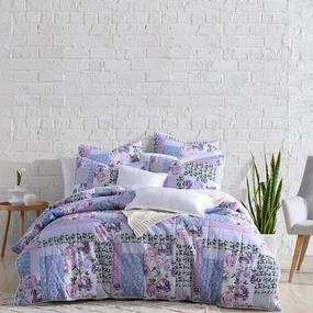 Bessie Lilac Quilt Cover Set by Logan and Mason Platinum