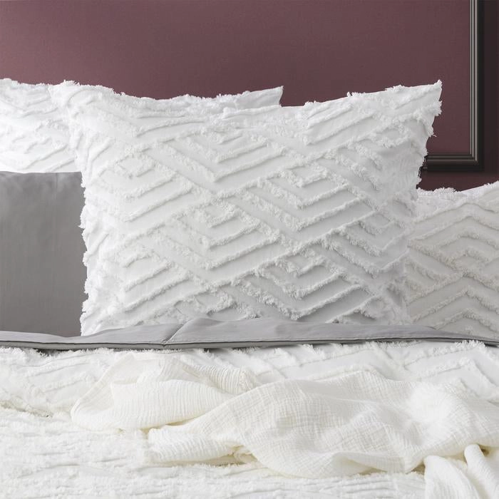 Chevvy White Vintage Washed Tufted Quilt Cover Set by Revive Living