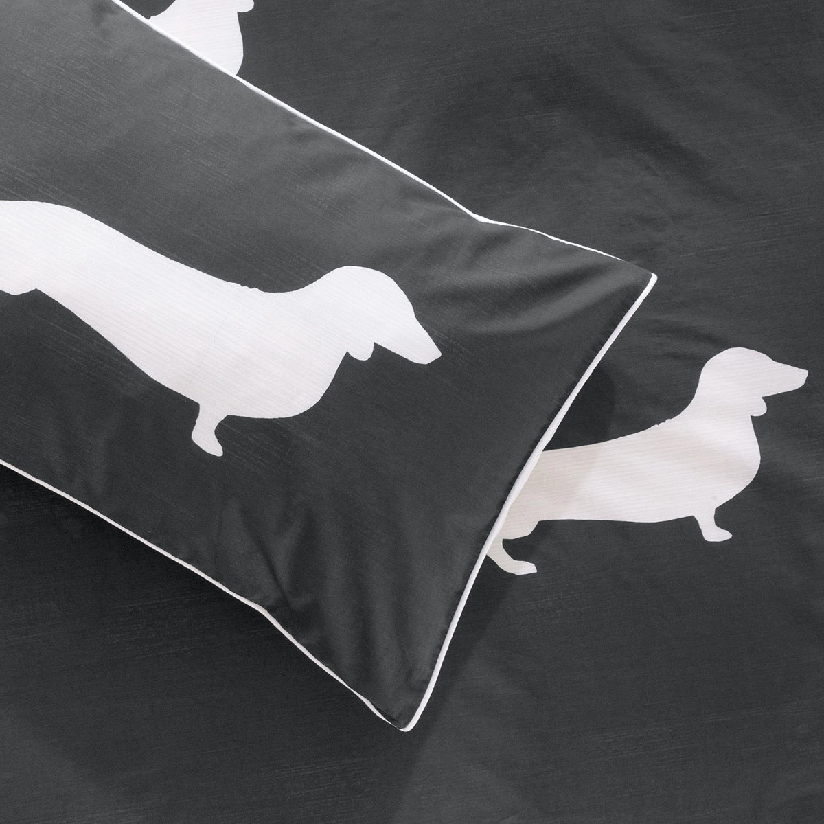 Dachshund Charcoal Quilt Cover Set by Bianca