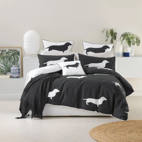 Dachshund Charcoal Quilt Cover Set by Bianca