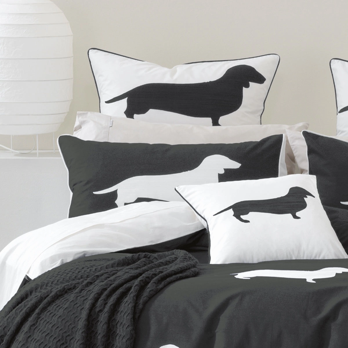 Dachshund Charcoal Quilt Cover Set by Bianca