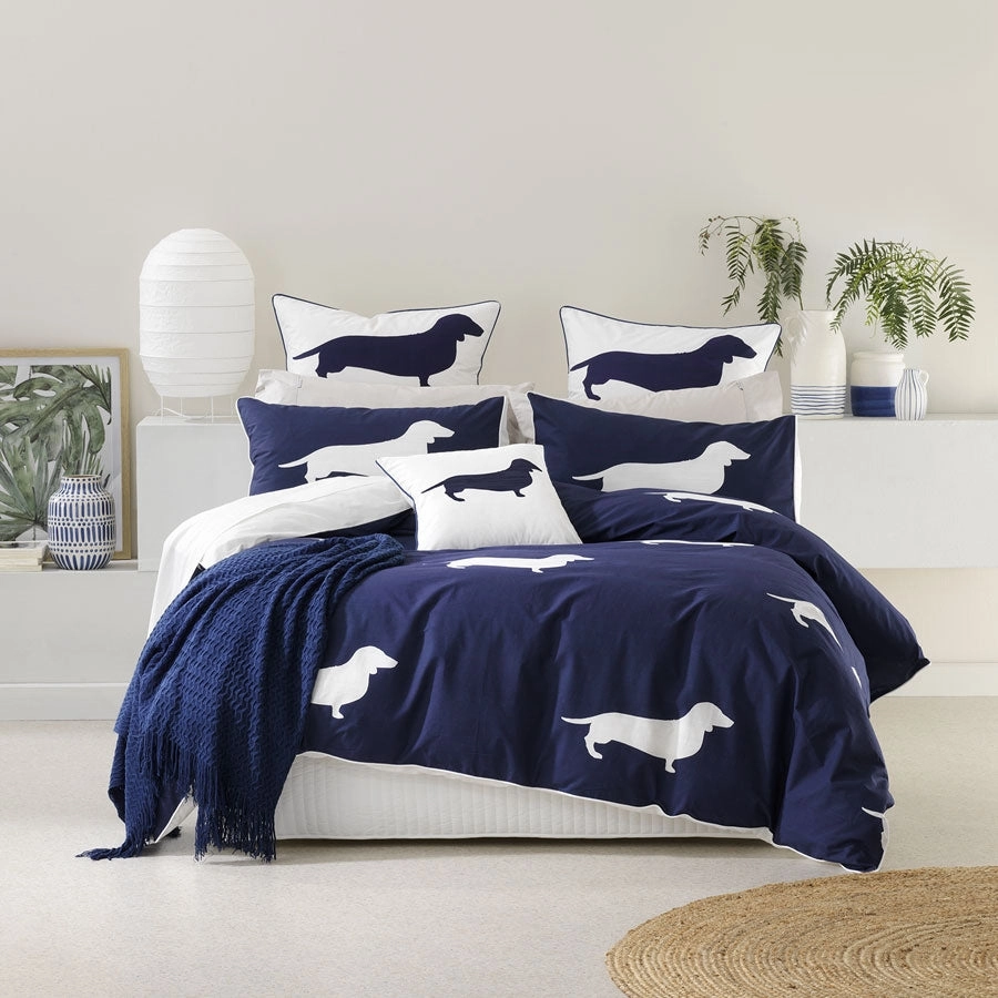 Dachshund Indigo Quilt Cover Set by Bianca