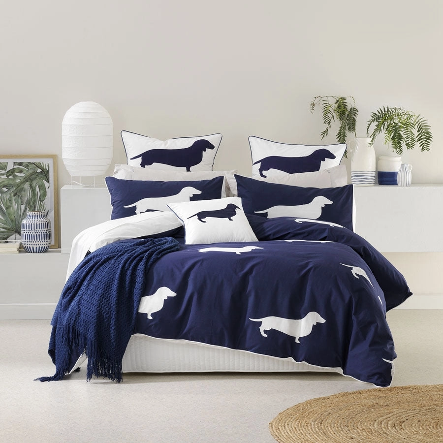 Dachshund Indigo Quilt Cover Set by Bianca