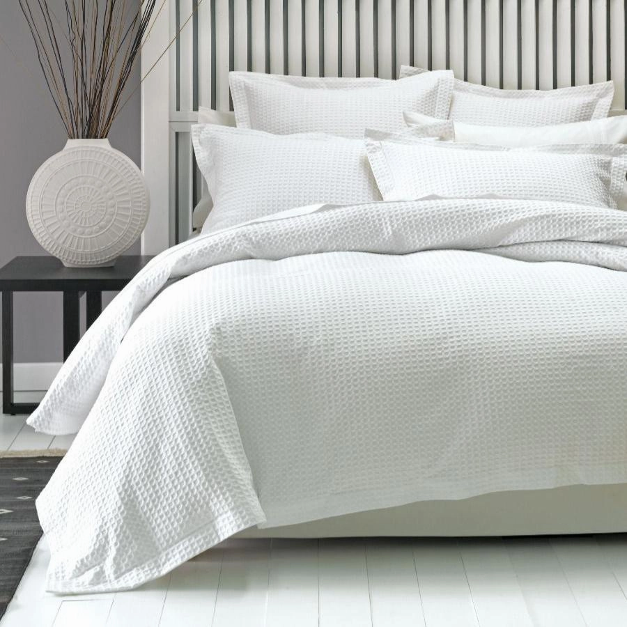 Deluxe Waffle White Quilt Cover Set by Linen House