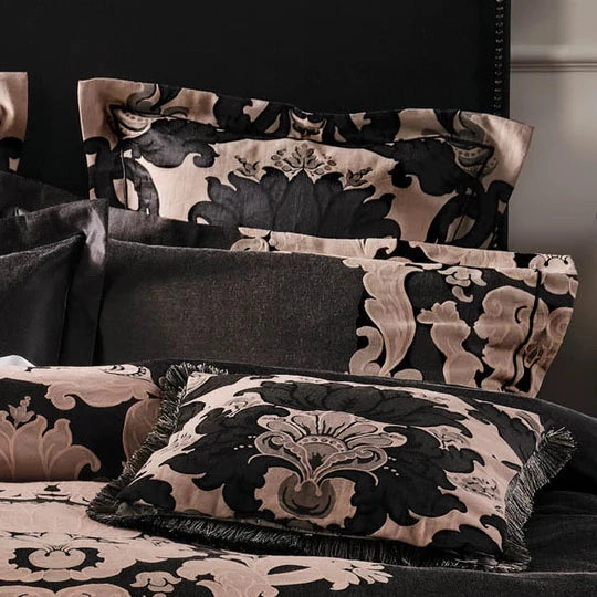Dionisia Black European Pillowcase by GRACE Linen House