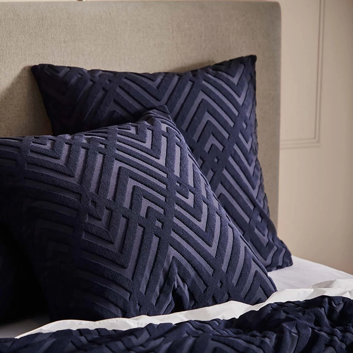 Echo Navy Quilt Cover Set by Logan and Mason Platinum
