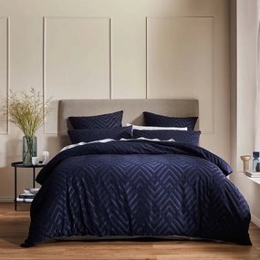 Echo Navy Quilt Cover Set by Logan and Mason Platinum