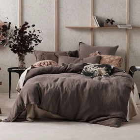 Elysian Mocha Quilt Cover Set by Linen House