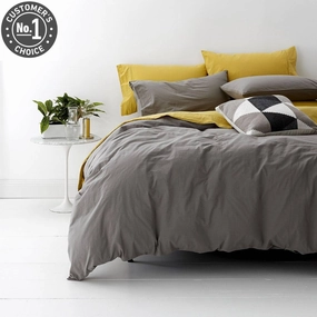 European Vintage Washed Quilt Cover Set COAL by Park Avenue