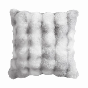 Faux Rabbit Fur Silver Cushion by Logan and Mason Platinum