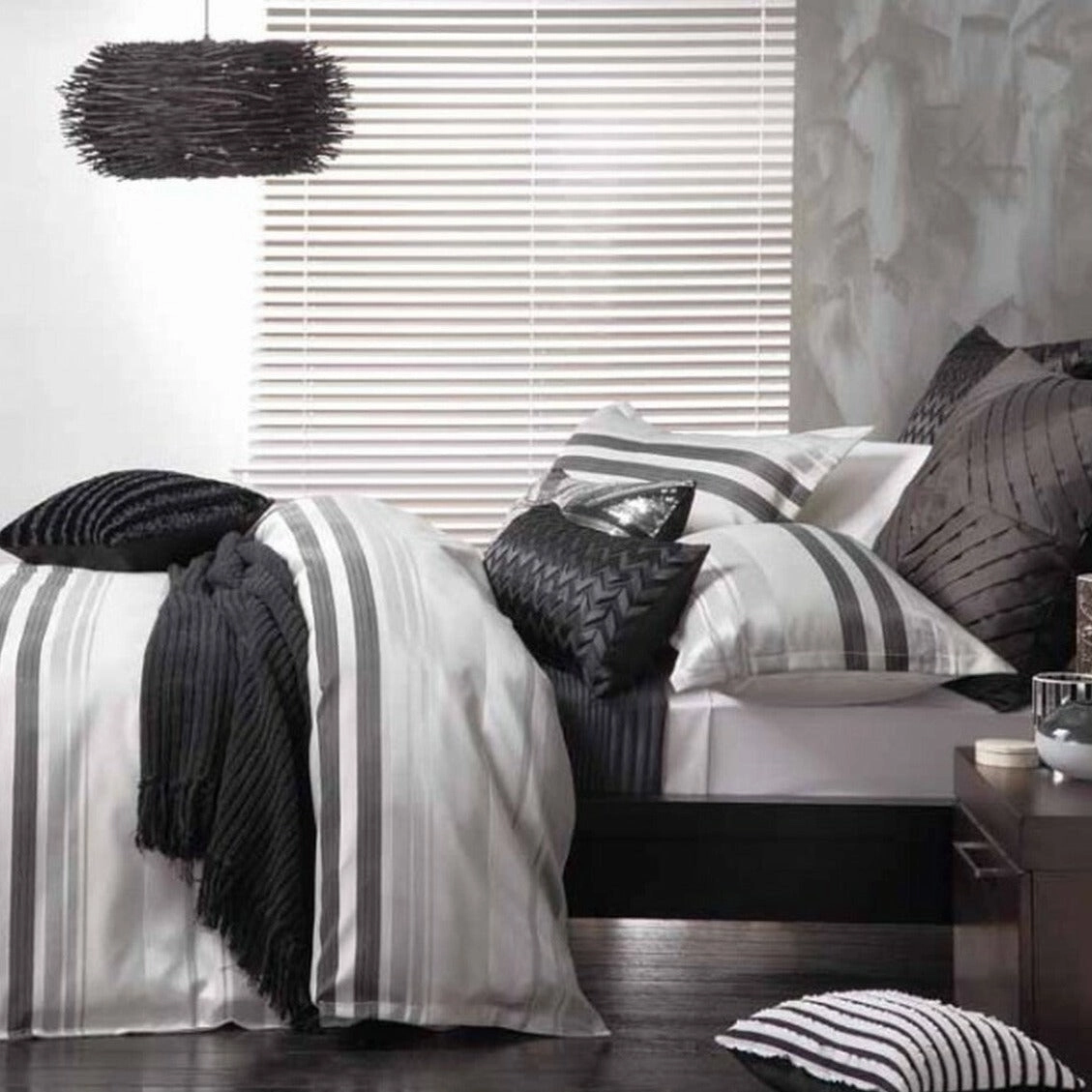Flinders Pewter Quilt Cover Set by Logan & Mason