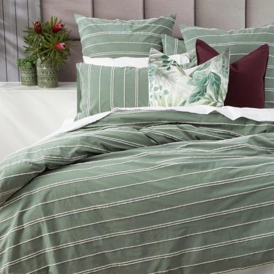 Hudson Vintage Washed Cotton Chenille Sage Quilt Cover Set by Renee Taylor