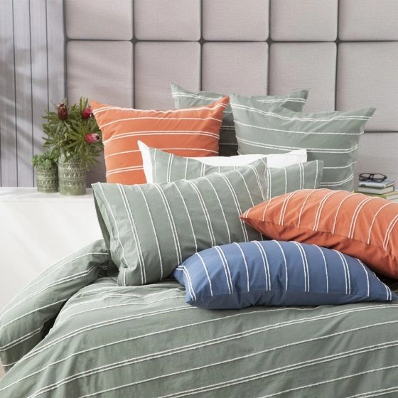 Hudson Vintage Washed Cotton Chenille Sage Quilt Cover Set by Renee Taylor