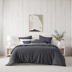 Kahlani Charcoal Quilt Cover Set By Bianca