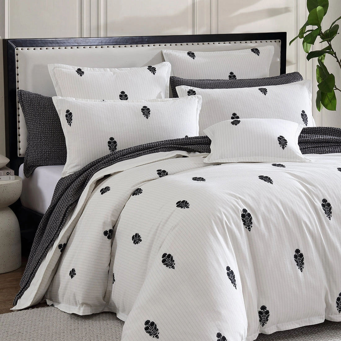 Khari Charcoal Quilt Cover Set by Private Collection