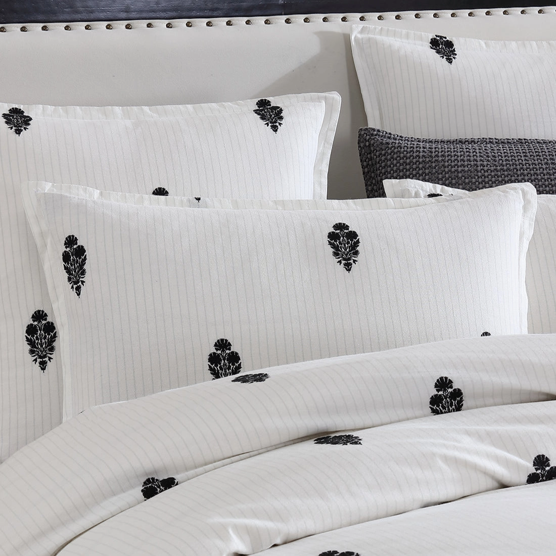 Khari Charcoal Quilt Cover Set by Private Collection