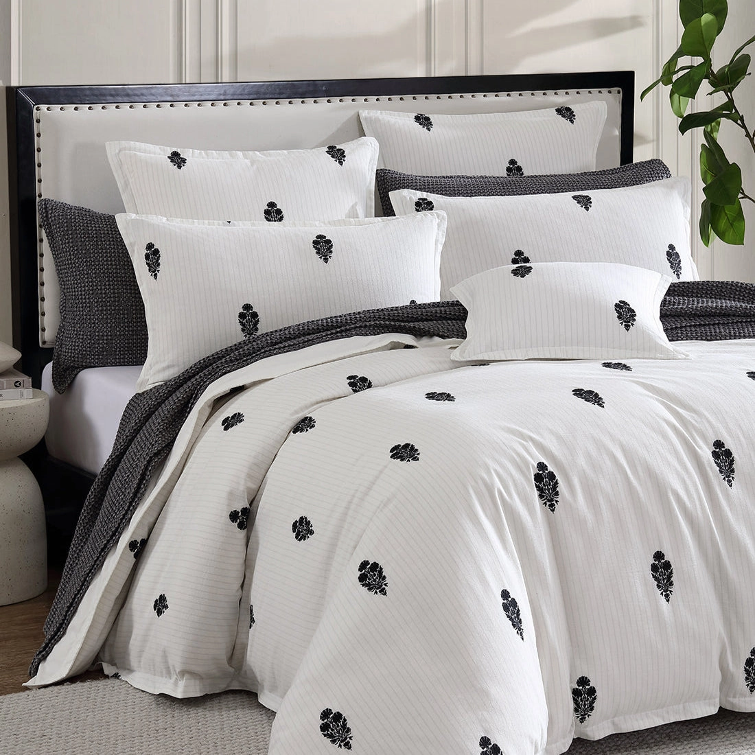 Khari Charcoal Quilt Cover Set by Private Collection