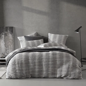 Kirby Charcoal Quilt Cover Set by Logan and Mason Platinum