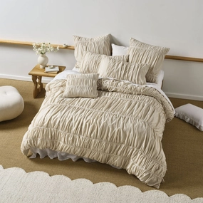 Layla Natural Quilt Cover Set by Linen House