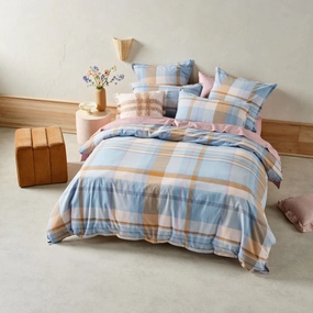 Lennon Blue Quilt Cover Set by Linen House