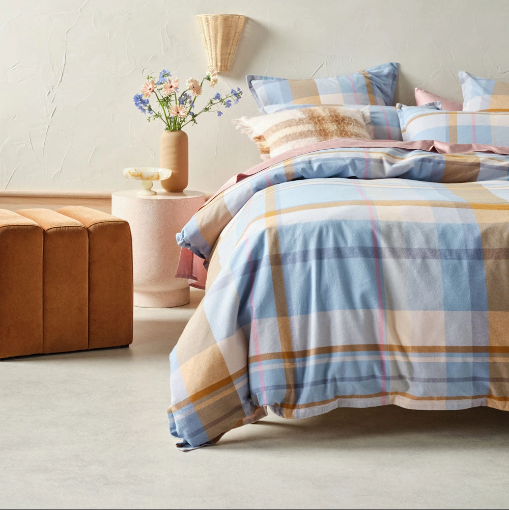 Lennon Blue Quilt Cover Set by Linen House
