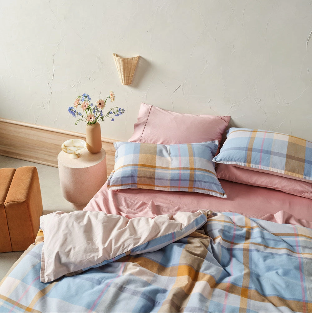 Lennon Blue Quilt Cover Set by Linen House