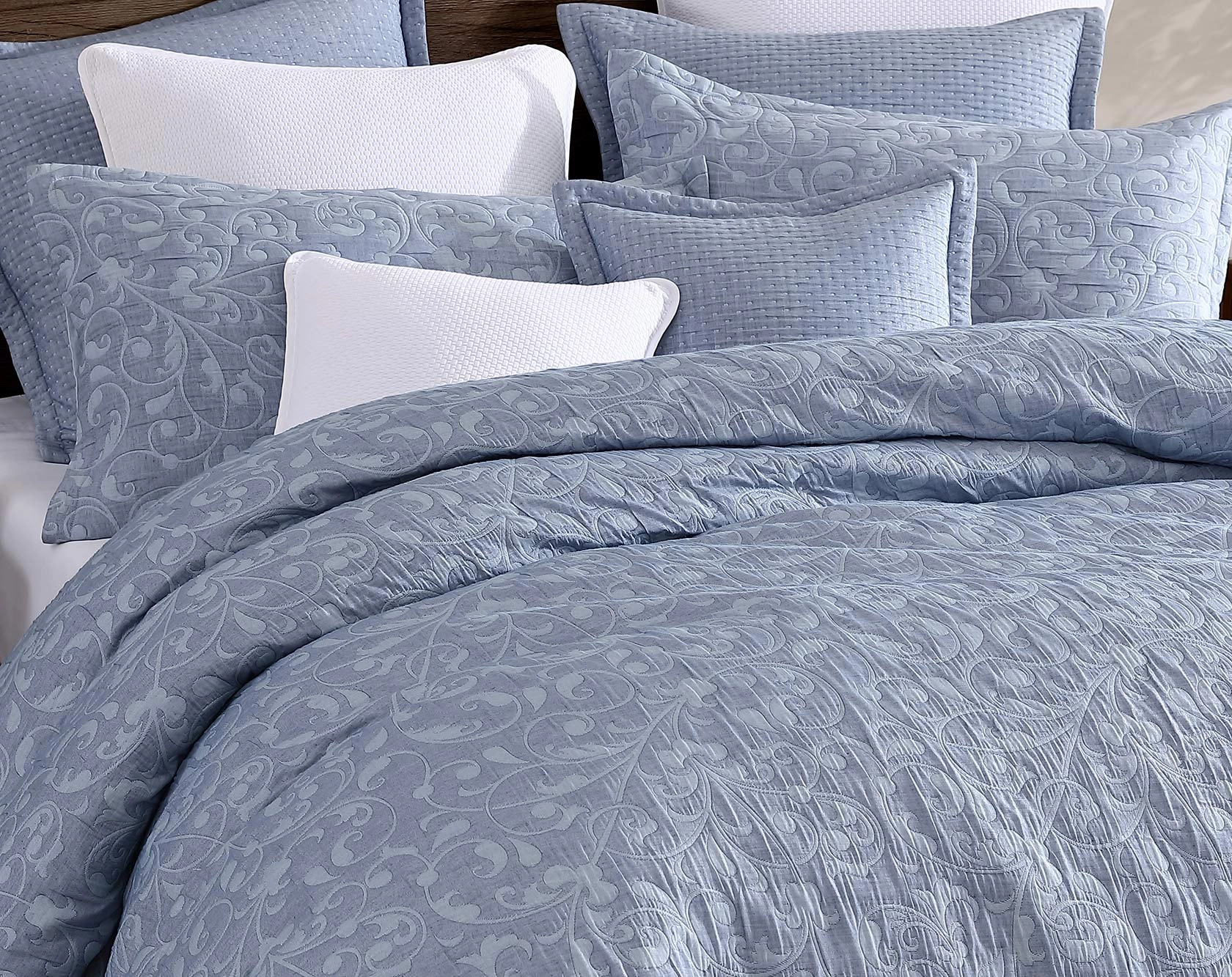 Leoni Blue European Pillowcase by Private Collection
