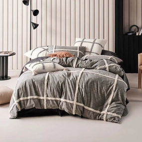 Lyndon Charcoal Quilt Cover Set by Linen House