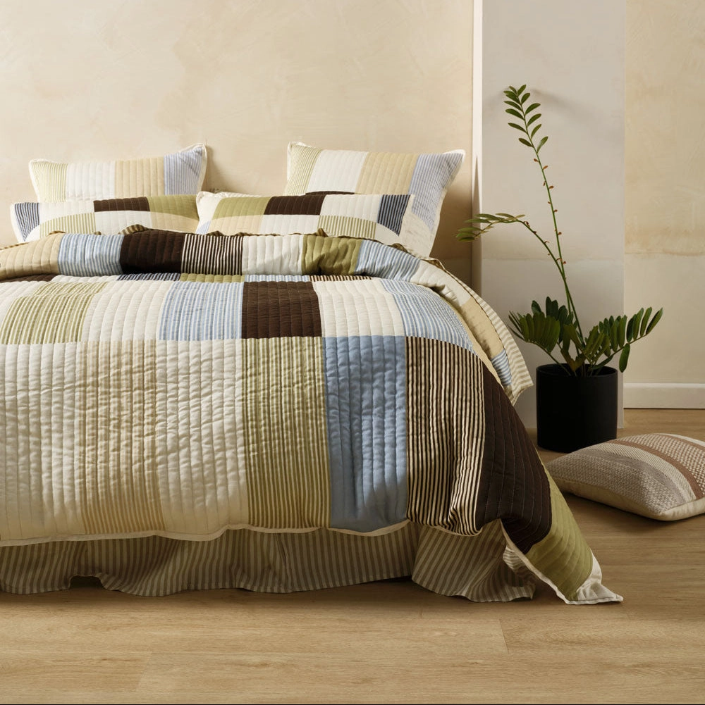 Mateo Khaki Quilt Cover Set by Linen House