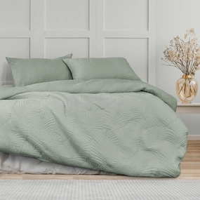 Molly Palm Green Quilted Quilt Cover Set by Ardor