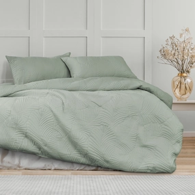 Molly Palm Green Quilted Quilt Cover Set by Ardor