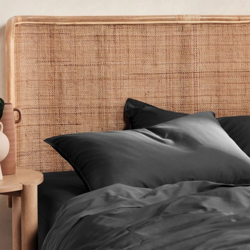 Nara Bamboo Cotton CHARCOAL Quilt Cover Set by Linen House