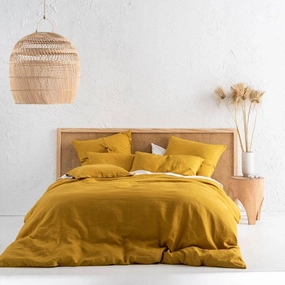 Nimes Linen QUILT COVER SET Chai by Linen House