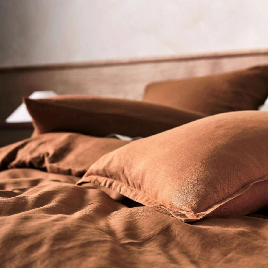 Nimes Linen QUILT COVER SET CINNAMON by Linen House
