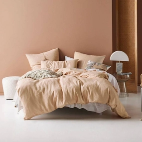 Nimes Nude Linen QUILT COVER SET by Linen House