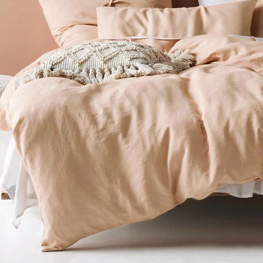 Nimes Nude Linen QUILT COVER SET by Linen House