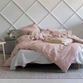 Nimes Rose PInk Linen QUILT COVER SET  by Linen House