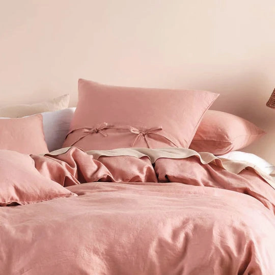 Nimes Rosette Linen QUILT COVER SET  by Linen House