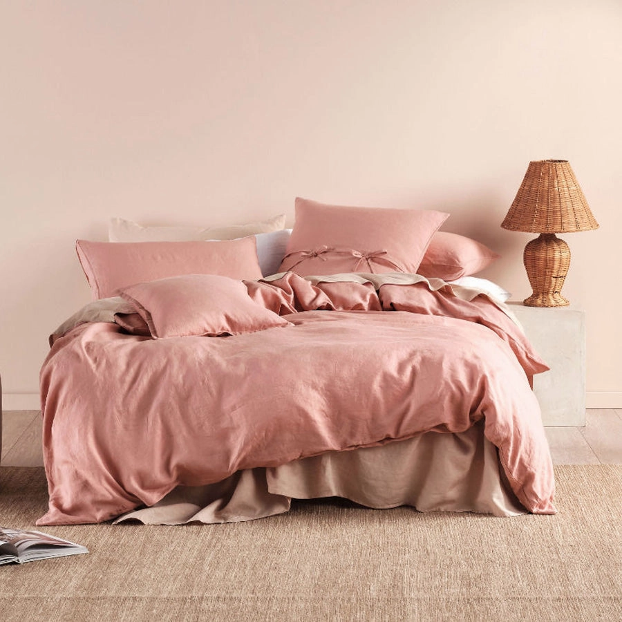 Nimes Rosette Linen QUILT COVER SET  by Linen House