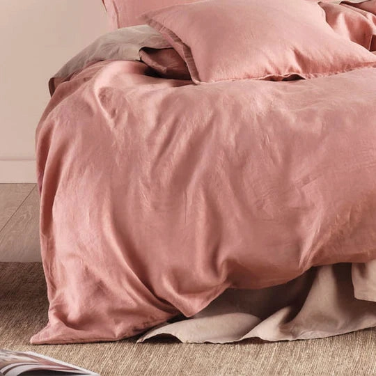 Nimes Rosette Linen QUILT COVER SET  by Linen House