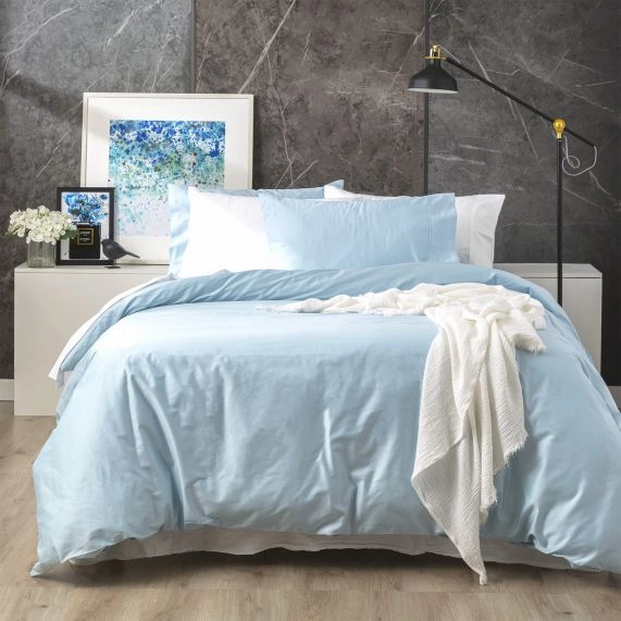 Park Avenue 500 Thread Count MID BLUE Natural Bamboo Cotton QUILT COVER SET