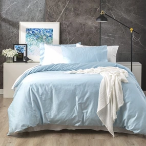 Park Avenue 500 Thread Count MID BLUE Natural Bamboo Cotton QUILT COVER SET