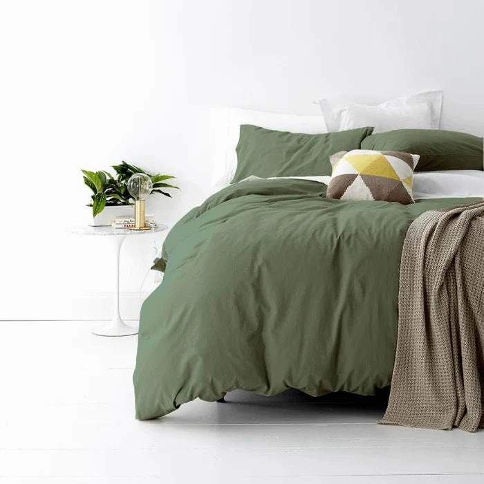 Park Avenue European Vintage Washed Cotton QUILT COVER SET Fern