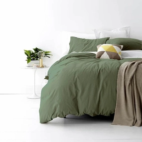 Park Avenue European Vintage Washed Cotton QUILT COVER SET Fern