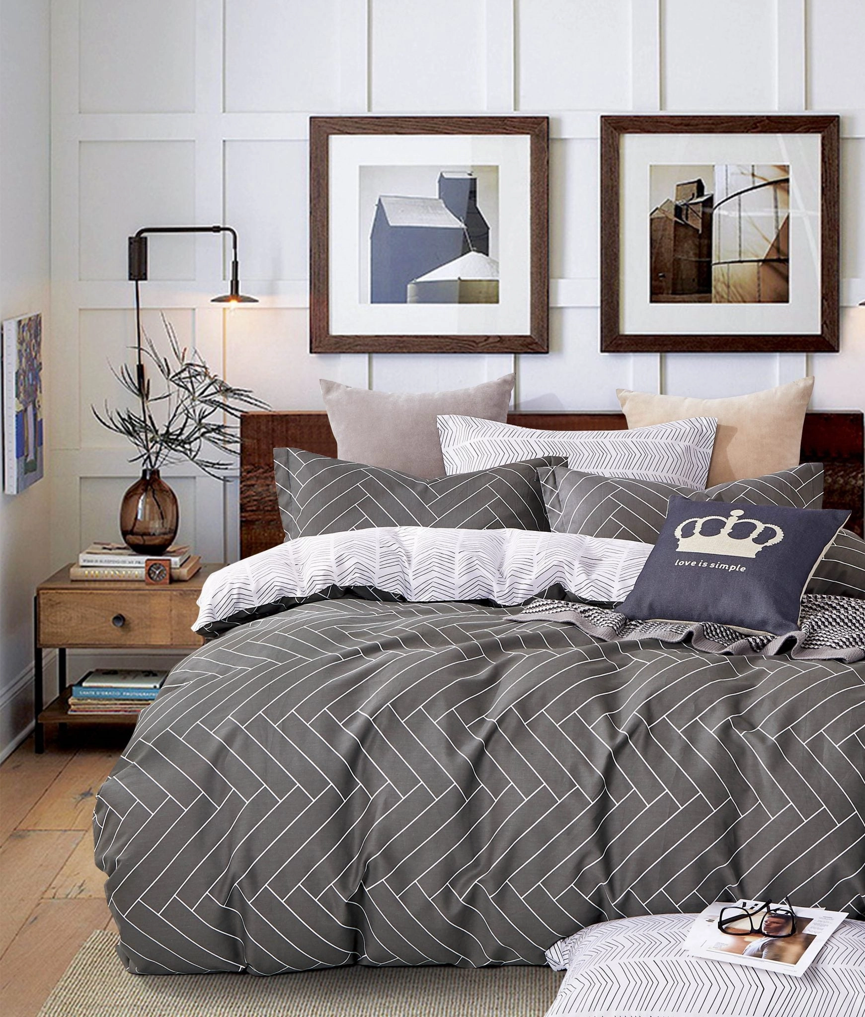 Patrick Grey Quilt Cover Set by Ardor
